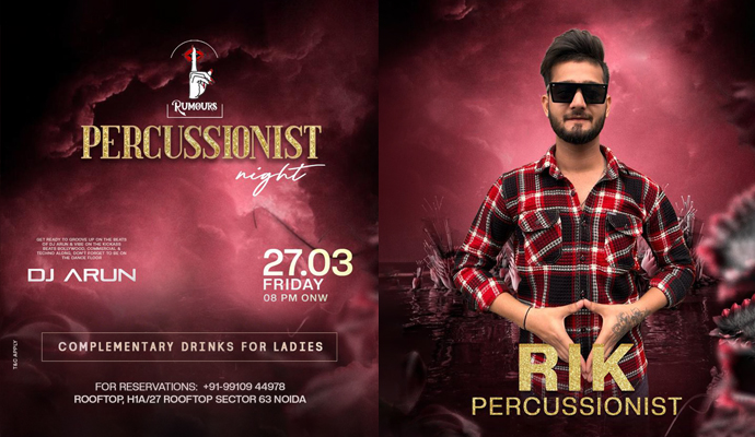 Percussionist Night at Rumours Rooftop Noida